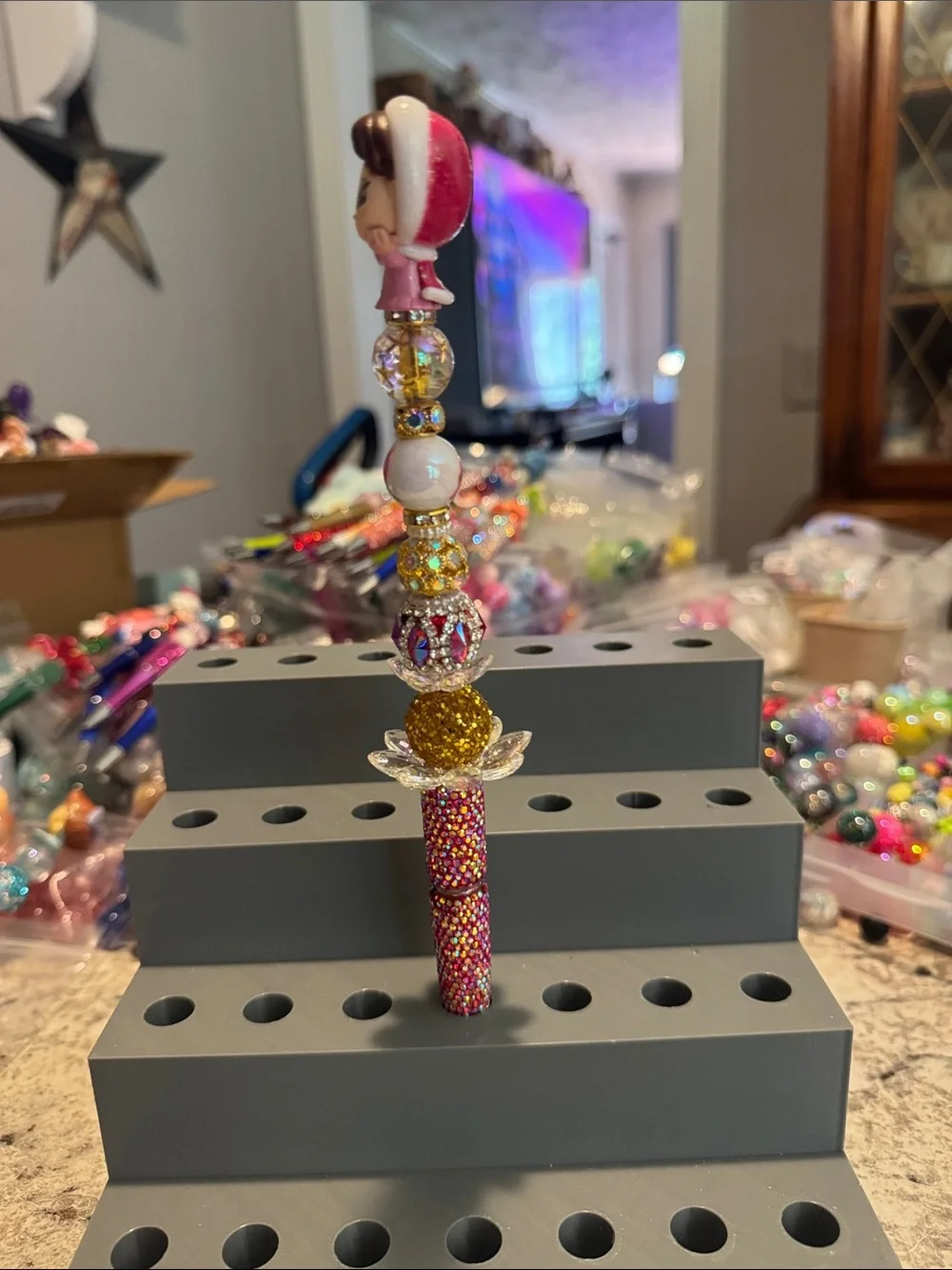 NWOT Disney Doorables Christmas Belle Beaded Pen Handmade by Me